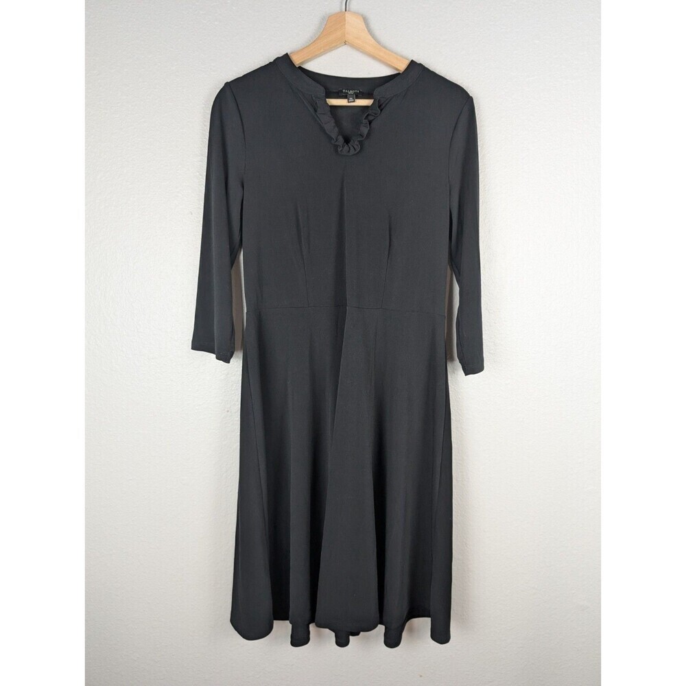 Talbots Dress Black M Petite Classic Stretchy Midi Career Party Elegant‎ 152